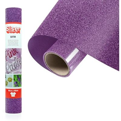 SISER Glitter Purple, 30cm x 0,5mt, wärmeübertragbare Glitter-Vinylfolie für die individuelle Gestaltung von Stoffen, Kleidung und Accessoires, Bastelartikel, leicht zu schneiden SISER Glitter Purple, 30cm x 0,5mt, wärmeübertragbare Glitter-Vinylfolie für die individuelle Gestaltung von Stoffen, Kleidung und Accessoires, Bastelartikel, leicht zu schneiden
