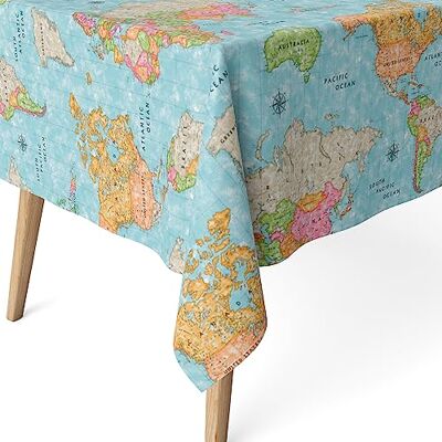 Martina Home Harzbeschichtete Tischdecke Weltkarte, 200 x 140 cm, Blau Martina Home Harzbeschichtete Tischdecke Weltkarte, 200 x 140 cm, Blau