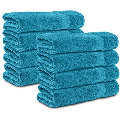 Komfortec 8er Handtücher 50x100 cm Set aus 100% Baumwolle, Frottee, Weich, Türkis Komfortec 8er Handtücher 50x100 cm Set aus 100% Baumwolle, Frottee, Weich, Türkis