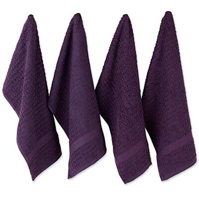 DII Basic Terry Collection Geschirrtuch-Set, aus Frotteestoff mit Waffelmuster, 38,1 x 66 cm, einfarbig, Aubergine (Solid Eggplant), 4-teilig DII Basic Terry Collection Geschirrtuch-Set, aus Frotteestoff mit Waffelmuster, 38,1 x 66 cm, einfarbig, Aubergine (Solid Eggplant), 4-teilig