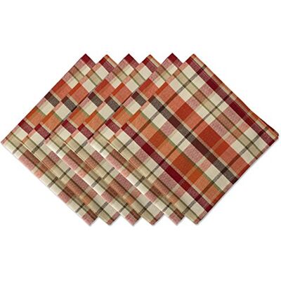 DII Thanksgiving & Herbst Tischdekoration Herbst Bauernhaus Plaid Servietten-Set 50,8 x 50,8 cm, Kürbis-Gewürz-Plaid, 6 Stück DII Thanksgiving & Herbst Tischdekoration Herbst Bauernhaus Plaid Servietten-Set 50,8 x 50,8 cm, Kürbis-Gewürz-Plaid, 6 Stück