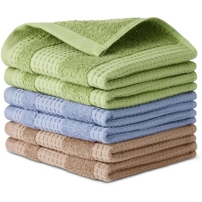Amazon Basics Geschirrtücher Aus Bio-Baumwolle Mit Waffelmuster, Extrem Saugfähig, Schnell Trocknend, Fusselfrei, 30,5cm x 30,5cm, 6er-Pack (2 Braun, 2 Grün, 2 Marineblau) Amazon Basics Geschirrtücher Aus Bio-Baumwolle Mit Waffelmuster, Extrem Saugfähig, Schnell Trocknend, Fusselfrei, 30,5cm x 30,5cm, 6er-Pack (2 Braun, 2 Grün, 2 Marineblau)