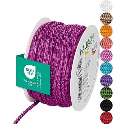 Halbach Seidenbänder Premium Kordel (pink) Breite 4mm Länge 25m Made in Germany & Öko-Tex Zertifiziert glänzende Satinkordel aus Acetat Halbach Seidenbänder Premium Kordel (pink) Breite 4mm Länge 25m Made in Germany & Öko-Tex Zertifiziert glänzende Satinkordel aus Acetat