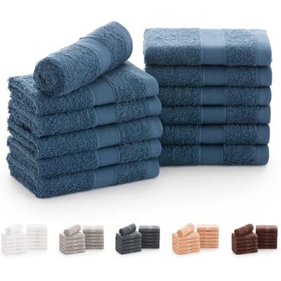 Todocama 12 Handtücher (30 x 30 cm), 100% Baumwolle, weich und saugfähig, 550 g/m² Premium, Marineblau Todocama 12 Handtücher (30 x 30 cm), 100% Baumwolle, weich und saugfähig, 550 g/m² Premium, Marineblau