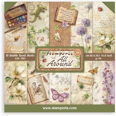 Stamperia Scrapbook Paper Pad for Scrapbooks, Albums, Cards, Bullet Journals and More, Acid Free, Double-Sided, Perfect for Hobbies, Crafts, and Gifting (All Around) (20.3 x 20.3cm) Stamperia Scrapbook Paper Pad for Scrapbooks, Albums, Cards, Bullet Journals and More, Acid Free, Double-Sided, Perfect for Hobbies, Crafts, and Gifting (All Around) (20.3 x 20.3cm)