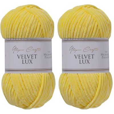 Utopia Crafts Velvet Lux Chenillegarn – Samtgarn Super Weich – Nadelstärke 8-10 mm – 2 x 100 g Knäuel – Decke, Kissen, Kuscheltier, Amigurumi (Sonnengelb) Utopia Crafts Velvet Lux Chenillegarn – Samtgarn Super Weich – Nadelstärke 8-10 mm – 2 x 100 g Knäuel – Decke, Kissen, Kuscheltier, Amigurumi (Sonnengelb)