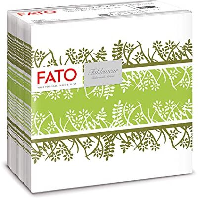 FATO , Trockene Papierservietten, Airlaid, Textileffekt, Packung mit 50 Servietten, Größe 40x40 gefaltet in 4, Garten Pistazien-Muster FATO , Trockene Papierservietten, Airlaid, Textileffekt, Packung mit 50 Servietten, Größe 40x40 gefaltet in 4, Garten Pistazien-Muster