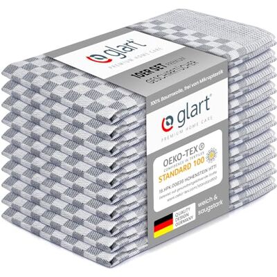Glart 48SG 10er Set Küchentücher 50x70 cm aus 100% Baumwolle in grau, Oeko-TEX Standard 100 Zertifiziert, fusselfrei, waschbar, vorgewaschen für die Küche und Abwasch Glart 48SG 10er Set Küchentücher 50x70 cm aus 100% Baumwolle in grau, Oeko-TEX Standard 100 Zertifiziert, fusselfrei, waschbar, vorgewaschen für die Küche und Abwasch