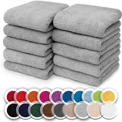 NatureMark 10er Set Frottee Waschlappen – 100% Baumwolle, weich & saugfähig – 30×30 cm, Silber grau NatureMark 10er Set Frottee Waschlappen – 100% Baumwolle, weich & saugfähig – 30×30 cm, Silber grau