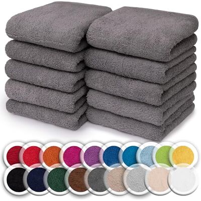 NatureMark 10er Set Frottee Waschlappen – 100% Baumwolle, weich & saugfähig – 30×30 cm, Anthrazit Grau NatureMark 10er Set Frottee Waschlappen – 100% Baumwolle, weich & saugfähig – 30×30 cm, Anthrazit Grau