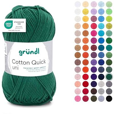 Gründl Wolle Cotton Quick uni Häkelgarn 1 Knäuel 50 g, tannengrün Gründl Wolle Cotton Quick uni Häkelgarn 1 Knäuel 50 g, tannengrün