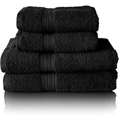 Glart Premium Frottier Handtuch Set, Frotteeserie in 6 Farben und 5 Größen, Farbe: SCHWARZ, 2X Duschtücher 70x140 cm und 2X Handtücher 50x100 cm Glart Premium Frottier Handtuch Set, Frotteeserie in 6 Farben und 5 Größen, Farbe: SCHWARZ, 2X Duschtücher 70x140 cm und 2X Handtücher 50x100 cm