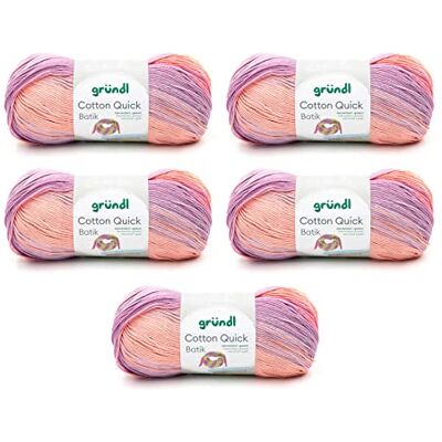 Gründl Wolle Cotton Quick Batik Strickgarn 5 x 100 g, Creme-rosa-lila Gründl Wolle Cotton Quick Batik Strickgarn 5 x 100 g, Creme-rosa-lila
