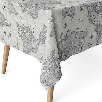 Martina Home Harzbeschichtete Tischdecke Weltkarte, 200 x 140 cm, Grau Martina Home Harzbeschichtete Tischdecke Weltkarte, 200 x 140 cm, Grau