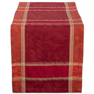 DII Traditionelle Ernte-Jacquard-Kollektion, Thanksgiving, Herbst-Tischdekoration, Damast-Baumwolle, 35,6 x 274,4 cm, rechteckiger Tischläufer, gebrannter orangefarbener Kürbisrebe DII Traditionelle Ernte-Jacquard-Kollektion, Thanksgiving, Herbst-Tischdekoration, Damast-Baumwolle, 35,6 x 274,4 cm, rechteckiger Tischläufer, gebrannter orangefarbener Kürbisrebe