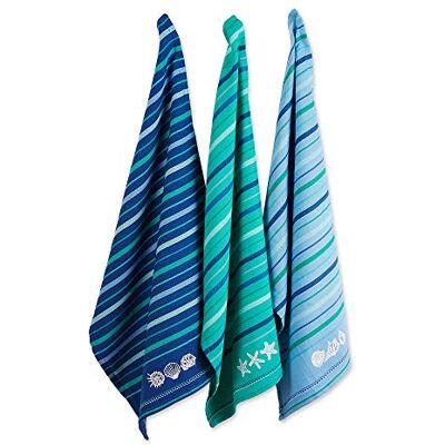 DII 100% Baumwolle, maschinenwaschbar, Everyday Kitchen Basic Bedruckt Spiel Tag Dishtowel, 45,7 x 71,1 cm Set von 2-Fußball & Streifen, Blue Sea, Set of 3 DII 100% Baumwolle, maschinenwaschbar, Everyday Kitchen Basic Bedruckt Spiel Tag Dishtowel, 45,7 x 71,1 cm Set von 2-Fußball & Streifen, Blue Sea, Set of 3