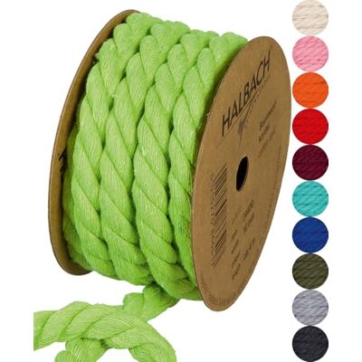 Halbach Seidenbänder recycelte Baumwollkordel, Breite: 10 mm/Länge 4 Meter, Nachhaltiges Baumwollgarn für Makramee, Naturkordel zum Basteln, Farbe: Apfel grün Halbach Seidenbänder recycelte Baumwollkordel, Breite: 10 mm/Länge 4 Meter, Nachhaltiges Baumwollgarn für Makramee, Naturkordel zum Basteln, Farbe: Apfel grün