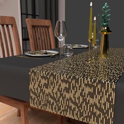 Soleil d'ocre , Tischläufer festif Bedruckt 40x180 cm Gold Schwarz Soleil d'ocre , Tischläufer festif Bedruckt 40x180 cm Gold Schwarz
