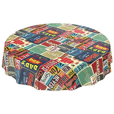 ANRO Wachstuchtischdecke abwaschbar Garten Tischdecke Wachstuch Rund Oval Eckig Indoor Outdoor Retro Cafe USA Amerika Style Rund 140cm ANRO Wachstuchtischdecke abwaschbar Garten Tischdecke Wachstuch Rund Oval Eckig Indoor Outdoor Retro Cafe USA Amerika Style Rund 140cm