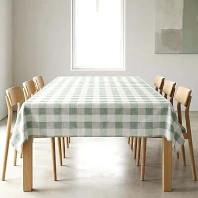 Gilania Rechteckige Tischdecke, Bedruckt, aus Baumwollmischung, für 6-Sitzer 140 x 180 cm, elegant, strapazierfähig, pflegeleicht und modern, für den Innen- und Außenbereich (grüne Karos) Gilania Rechteckige Tischdecke, Bedruckt, aus Baumwollmischung, für 6-Sitzer 140 x 180 cm, elegant, strapazierfähig, pflegeleicht und modern, für den Innen- und Außenbereich (grüne Karos)