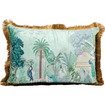 Kare Design Kissen Jungel Temple, Grün, 40x60 cm, mit Fransen, Dschungel, Zierkissen, Dekokissen, Couchkissen mit Reißverschluss, Wohnzimmer Kare Design Kissen Jungel Temple, Grün, 40x60 cm, mit Fransen, Dschungel, Zierkissen, Dekokissen, Couchkissen mit Reißverschluss, Wohnzimmer