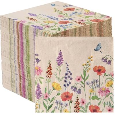 Talking Tables Table Kind 100 weiche, recycelte Papierservietten, 2-lagig, 33 cm, Wildblumenmuster, Einwegservietten für Partys, Muttertag, Hochzeiten und Teepartys, Naturkraftpapier, ungebleicht, britische Mar Talking Tables Table Kind 100 weiche, recycelte Papierservietten, 2-lagig, 33 cm, Wildblumenmuster, Einwegservietten für Partys, Muttertag, Hochzeiten und Teepartys, Naturkraftpapier, ungebleicht, britische Mar