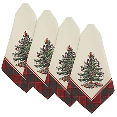 Spode Servietten-Set, Ferienhausdekoration, 4er-Set ( Christmas Tree Tartan Collection) Spode Servietten-Set, Ferienhausdekoration, 4er-Set ( Christmas Tree Tartan Collection)