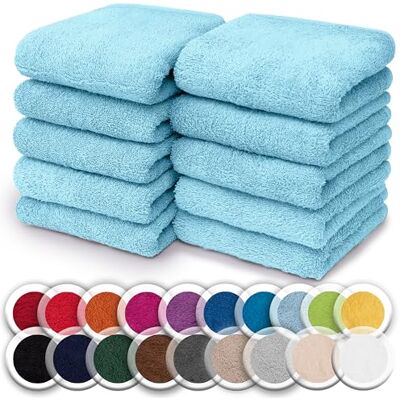 NatureMark 10er Set Frottee Waschlappen – 100% Baumwolle, weich & saugfähig – 30×30 cm, Hell Blau NatureMark 10er Set Frottee Waschlappen – 100% Baumwolle, weich & saugfähig – 30×30 cm, Hell Blau