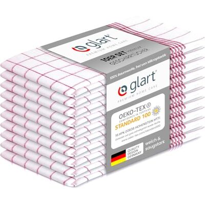 Glart 48KR1 Geschirrtücher 10er Set 50x70 cm rot kariert – 100% Baumwolle, Oeko-TEX Zertifiziert, vorgewaschen, saugstark, waschbar, langlebig, mit Aufhänger, für Haushalt, Küche, Gastronomie, Büro Glart 48KR1 Geschirrtücher 10er Set 50x70 cm rot kariert – 100% Baumwolle, Oeko-TEX Zertifiziert, vorgewaschen, saugstark, waschbar, langlebig, mit Aufhänger, für Haushalt, Küche, Gastronomie, Büro