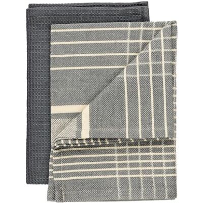 WENKO Geschirrtuch Mod. Tito 2er Set saugstarke schnelltrocknende Geschirrtücher grau Baumwolle in Waffeloptik und Streifen Küchentücher 45x65 cm WENKO Geschirrtuch Mod. Tito 2er Set saugstarke schnelltrocknende Geschirrtücher grau Baumwolle in Waffeloptik und Streifen Küchentücher 45x65 cm