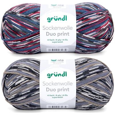 Gründl Wolle Sockenwolle Duo 2 Knäuel 100 g, rot-creme-anthrazit Gründl Wolle Sockenwolle Duo 2 Knäuel 100 g, rot-creme-anthrazit