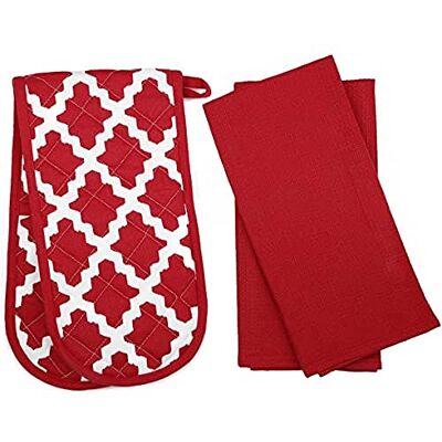Penguin Home Hitzebeständige Ofenhandschuhe mit 2er-Set, Geschirrtuch-Ofenhandschuhe, Lange Manschetten, Backhandschuhe zum Kochen, (Diamantrot), Größe – (18 x 90 und 65 x 45 cm) Penguin Home Hitzebeständige Ofenhandschuhe mit 2er-Set, Geschirrtuch-Ofenhandschuhe, Lange Manschetten, Backhandschuhe zum Kochen, (Diamantrot), Größe – (18 x 90 und 65 x 45 cm)