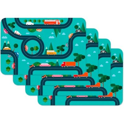 Venilia Tischset Kids Autostraße, Malunterlage, Zeichenunterlage, Platzset für Esszimmer, Telleruntersetzer, abwischbar, lebensmittelecht, 45 x 30 cm, 4 Stück, 59108 Venilia Tischset Kids Autostraße, Malunterlage, Zeichenunterlage, Platzset für Esszimmer, Telleruntersetzer, abwischbar, lebensmittelecht, 45 x 30 cm, 4 Stück, 59108