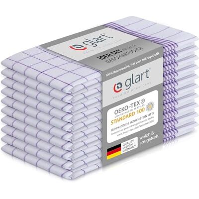 Glart 48KV2 Geschirrtücher Set – 10 Stück à 50x70 cm – 100 % Baumwolle – 300 GSM – Oeko-TEX Zertifiziert – Lila kariert – Küchenhandtücher waschbar & saugstark Glart 48KV2 Geschirrtücher Set – 10 Stück à 50x70 cm – 100 % Baumwolle – 300 GSM – Oeko-TEX Zertifiziert – Lila kariert – Küchenhandtücher waschbar & saugstark