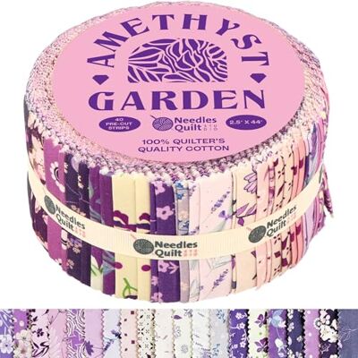 NEEDLES QUILT STUDIO – 6.3 cm vorgeschnittenes 40 Stoffstreifen (Amethyst-Garten),Baumwollstreifen zum Quilten – Jelly Rollen zum Quilten Sortiment Stoffe Quilter & Nähen – vorgeschnittene Stoffdecken NEEDLES QUILT STUDIO – 6.3 cm vorgeschnittenes 40 Stoffstreifen (Amethyst-Garten),Baumwollstreifen zum Quilten – Jelly Rollen zum Quilten Sortiment Stoffe Quilter & Nähen – vorgeschnittene Stoffdecken