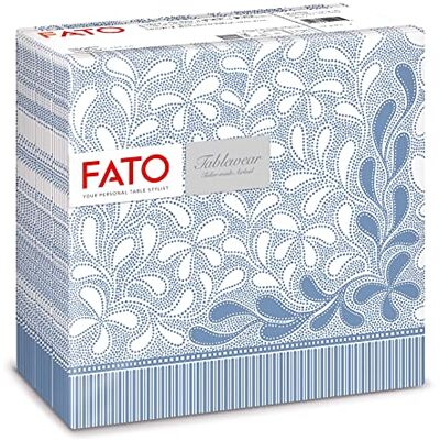 FATO Trockene Papierservietten, Airlaid, Textileffekt, Packung mit 50 Servietten, Format 40x40 gefaltet in 4, Dekor Botanic Blue Provence FATO Trockene Papierservietten, Airlaid, Textileffekt, Packung mit 50 Servietten, Format 40x40 gefaltet in 4, Dekor Botanic Blue Provence