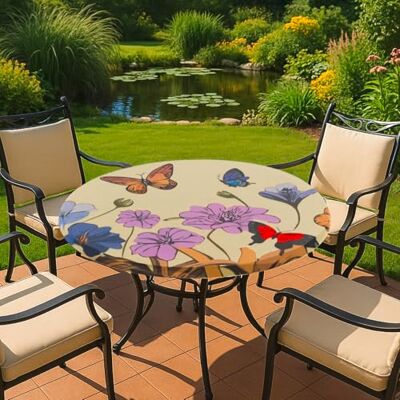 Maximex Spann-Tischdecke rund Ø 70-86 cm, Schmetterlings-Motiv, abwischbare Gartentischdecke mit Gummizug, wetterfest, UV-beständig, für Garten, Balkon und Camping, Kunststoff Maximex Spann-Tischdecke rund Ø 70-86 cm, Schmetterlings-Motiv, abwischbare Gartentischdecke mit Gummizug, wetterfest, UV-beständig, für Garten, Balkon und Camping, Kunststoff