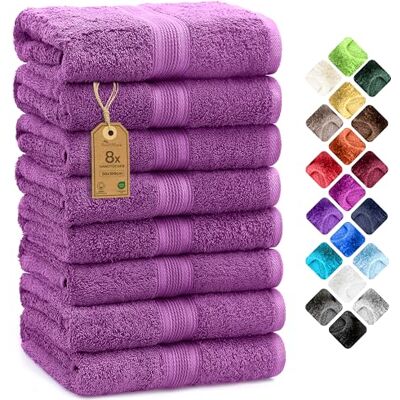 NatureMark 8 Handtücher Set 100% Baumwolle Saugfähige und langlebige Handtücher, Größe 50×100 cm, Lila NatureMark 8 Handtücher Set 100% Baumwolle Saugfähige und langlebige Handtücher, Größe 50×100 cm, Lila