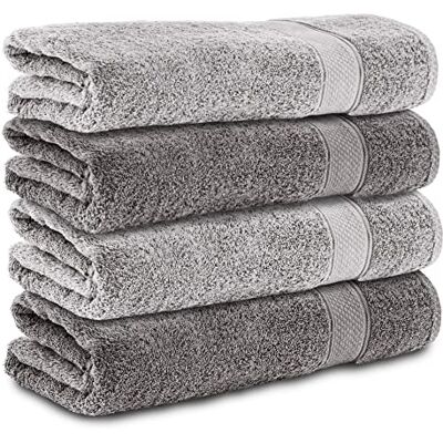 Komfortec 4er Duschtücher 70x140 cm Set aus 100% Baumwolle, 470g/m², Frottee, Weich, Anthrazit Grau/Silber Komfortec 4er Duschtücher 70x140 cm Set aus 100% Baumwolle, 470g/m², Frottee, Weich, Anthrazit Grau/Silber