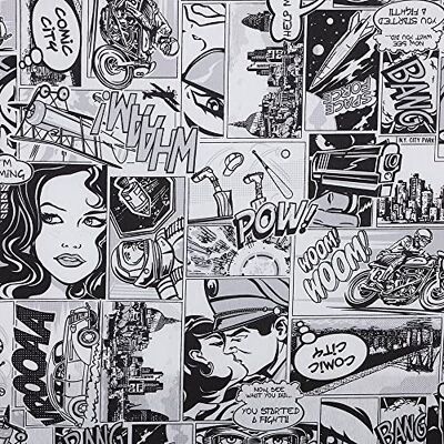 Kt KILOtela Canvas Dekostoff, Home-Accessoires, Dekorationen, Tischdecken, Vorhänge, Kissen, Vorhänge, Taschen, Basteln, 100 cm Länge x 280 cm Breite, Comic, Schwarz, Weiß 1 Meter Kt KILOtela Canvas Dekostoff, Home-Accessoires, Dekorationen, Tischdecken, Vorhänge, Kissen, Vorhänge, Taschen, Basteln, 100 cm Länge x 280 cm Breite, Comic, Schwarz, Weiß 1 Meter