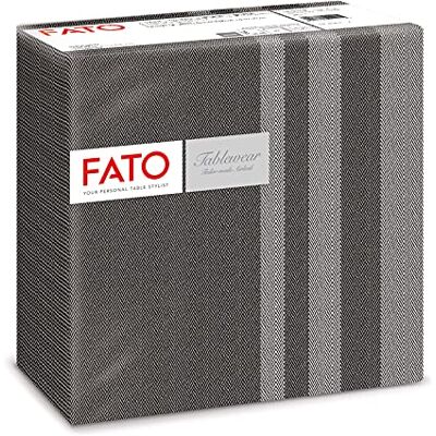 FATO Trockene Papierservietten, Airlaid, Textileffekt, Packung mit 50 Servietten, Größe 40x40 gefaltet in 4, Schwarzes Tweed-Muster FATO Trockene Papierservietten, Airlaid, Textileffekt, Packung mit 50 Servietten, Größe 40x40 gefaltet in 4, Schwarzes Tweed-Muster