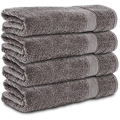 Komfortec 4er Duschtücher 70x140 cm Set aus 100% Baumwolle, 470g/m², Frottee, Weich, Anthrazit Grau Komfortec 4er Duschtücher 70x140 cm Set aus 100% Baumwolle, 470g/m², Frottee, Weich, Anthrazit Grau