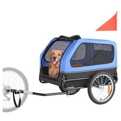 VEVOR Hundeanhänger, bis zu 40 kg, Fahrradanhänger für kleine & große Hunde, zusammenklappbarer Rahmen mit Rädern, universelle Fahrradkupplung, Flagge, interne Leine, 1320x715x750 mm VEVOR Hundeanhänger, bis zu 40 kg, Fahrradanhänger für kleine & große Hunde, zusammenklappbarer Rahmen mit Rädern, universelle Fahrradkupplung, Flagge, interne Leine, 1320x715x750 mm
