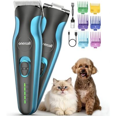 oneisall Leise Hundeschermaschine Profi 2 in 1, 2500mAH 4h Laufzeit Schermaschine Katze Hunde Dichtem Fell, Hunde Haarschneidemaschine Tierhaarschneidemaschine Hunderasierer Langhaar Trimmer oneisall Leise Hundeschermaschine Profi 2 in 1, 2500mAH 4h Laufzeit Schermaschine Katze Hunde Dichtem Fell, Hunde Haarschneidemaschine Tierhaarschneidemaschine Hunderasierer Langhaar Trimmer