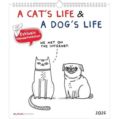 Alpha A Cat’s Life & A Dog’s Life 2026 – Wendekalender 30×30 cm (30×60 geöffnet) mit Katzen- & Hunde-Cartoons, humorvoller Wandkalender für Tierfreunde mit Illustrationen von Gemma Correll Alpha A Cat’s Life & A Dog’s Life 2026 – Wendekalender 30×30 cm (30×60 geöffnet) mit Katzen- & Hunde-Cartoons, humorvoller Wandkalender für Tierfreunde mit Illustrationen von Gemma Correll