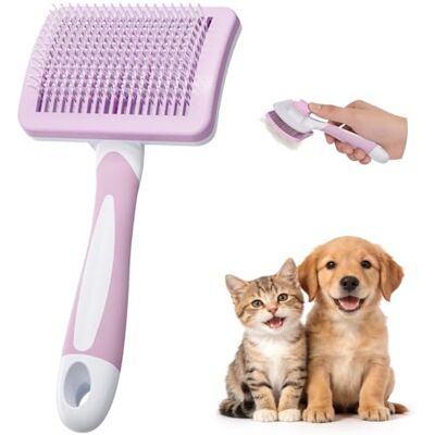 Diboniur Katzenbürste Hundebürste, Selbstreinigende Bürste Für kurz- & langhaarige Hunde/Katzen/Kaninchen, Sauberes Haustierhaar von der Bürste mit Einem Knopf (Rosa) Diboniur Katzenbürste Hundebürste, Selbstreinigende Bürste Für kurz- & langhaarige Hunde/Katzen/Kaninchen, Sauberes Haustierhaar von der Bürste mit Einem Knopf (Rosa)