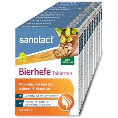 sanotact Bierhefe Tabletten (10 x 400 Tabletten) • 100% natürliche Bierhefe vegan • Mit Biotin für schöne Haare & gesunde Haut • 6 B-Vitaminen • Auch für Hunde geeignet • Hefetabletten sanotact Bierhefe Tabletten (10 x 400 Tabletten) • 100% natürliche Bierhefe vegan • Mit Biotin für schöne Haare & gesunde Haut • 6 B-Vitaminen • Auch für Hunde geeignet • Hefetabletten