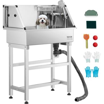 VEVOR Hundewaschstation aus Edelstahl, 870x490x1225mm Tierpflegewanne mit Wasserhahn, Duschkopf, Seifenhalter & Spielbällen, Hundebadewanne für mehrere Haustiere, Waschbecken für zu Hause VEVOR Hundewaschstation aus Edelstahl, 870x490x1225mm Tierpflegewanne mit Wasserhahn, Duschkopf, Seifenhalter & Spielbällen, Hundebadewanne für mehrere Haustiere, Waschbecken für zu Hause