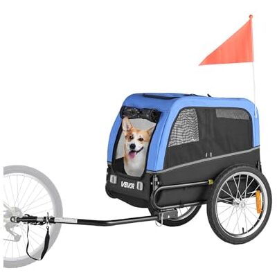 VEVOR Hundeanhänger, unterstützt bis zu 30 kg, Fahrradanhänger für kleine & mittelgroße Hunde, klappbarer Rahmen mit Schnellspannrad, universelle Fahrradkupplung, Reflektor, Flagge, interne Leine VEVOR Hundeanhänger, unterstützt bis zu 30 kg, Fahrradanhänger für kleine & mittelgroße Hunde, klappbarer Rahmen mit Schnellspannrad, universelle Fahrradkupplung, Reflektor, Flagge, interne Leine