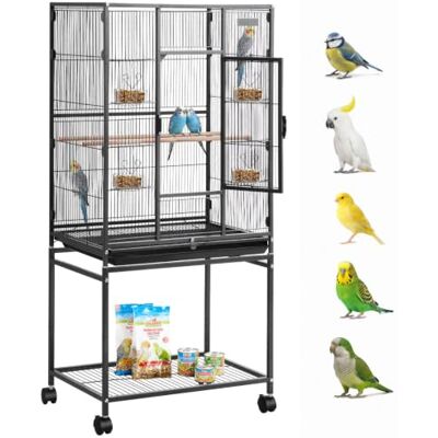 VEVOR Vogelkäfig, 625x425x1370 mm, Vogelvoliere aus Schmiedeeisen mit Sitzstangen, Schale & Kunststoff-Futternäpfen, Rollen, Vogelhaus für Papageien, Blaumeisen, Nymphensittiche & Kanarienvögel VEVOR Vogelkäfig, 625x425x1370 mm, Vogelvoliere aus Schmiedeeisen mit Sitzstangen, Schale & Kunststoff-Futternäpfen, Rollen, Vogelhaus für Papageien, Blaumeisen, Nymphensittiche & Kanarienvögel